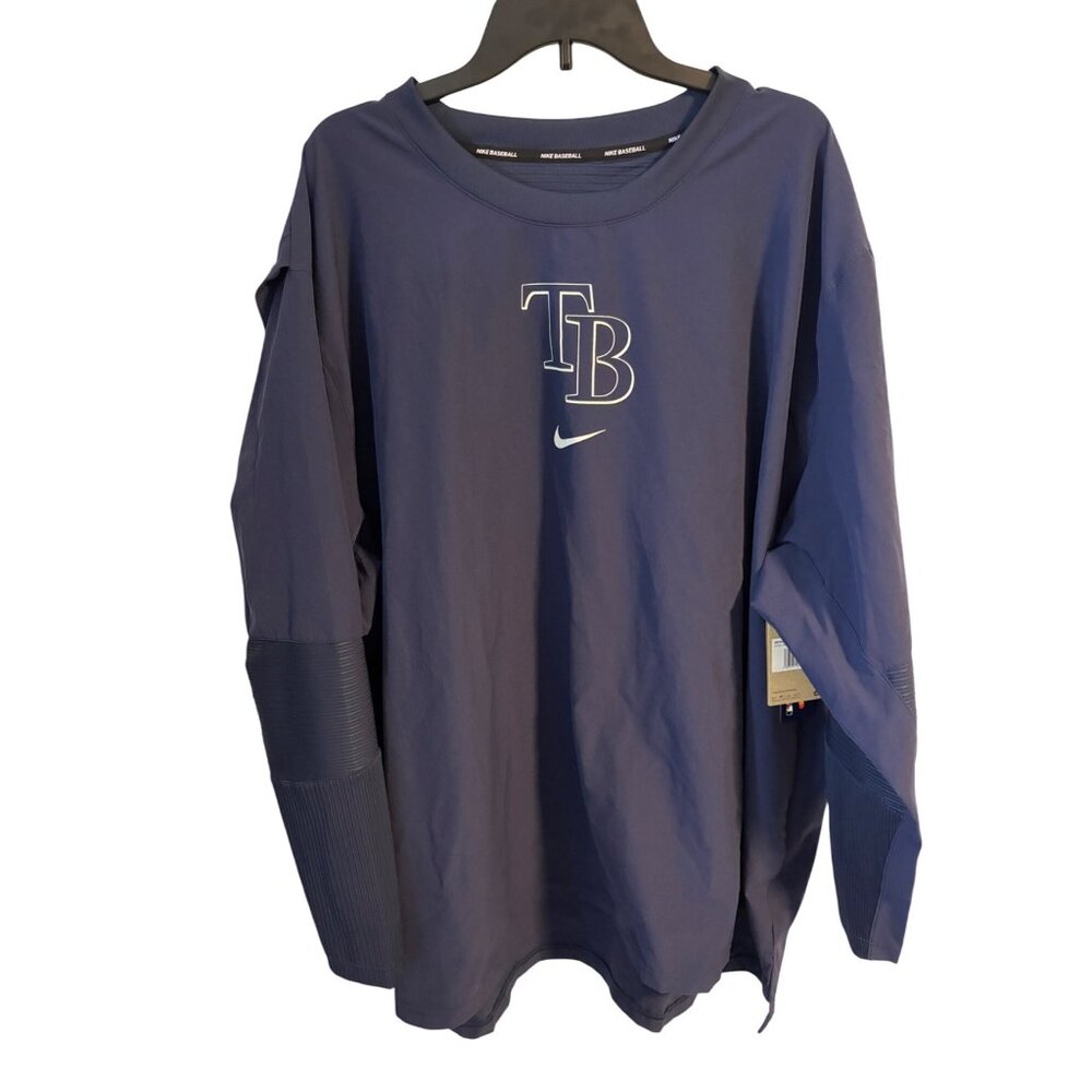 Nike Tampa Bay Rays Navy Blue Dri Fit Long Sleeve Shirt Jacket Windbreaker XXL